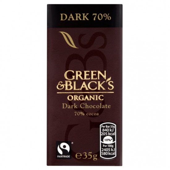 Green & Black's ekologiškas 70% juodasis šokoladas, 30 g Green & Black's ekologiškas 70% juodasis šokoladas, 30 g