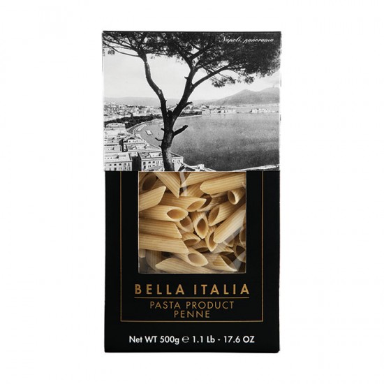 Bella Italia kietųjų kviečių makaronai penne (vamzdeliai), 500 gr