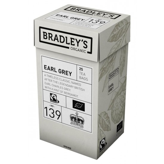 Bradley's ekologiška Juodoji arbata Earl Grey, 25 pakeliai