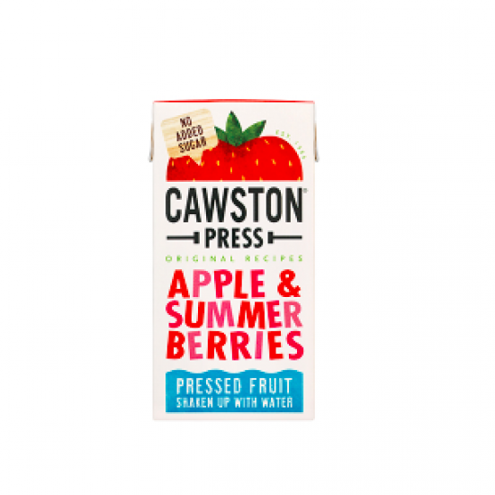 Obuolių ir vasaros uogų sultys be pridėto cukraus maišytos su šaltinio vandeniu Cawston Press, 200 ml Obuolių ir vasaros uogų sultys be pridėto cukraus maišytos su šaltinio vandeniu Cawston Press, 200 ml